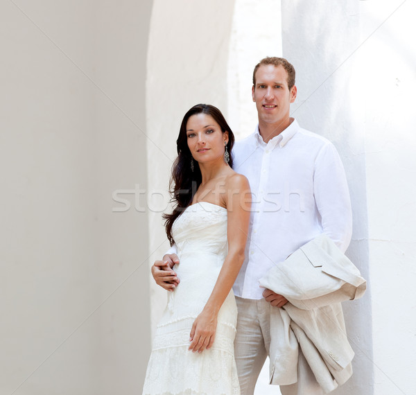 Novia Pareja recién casados mediterráneo nina boda Foto stock © lunamarina