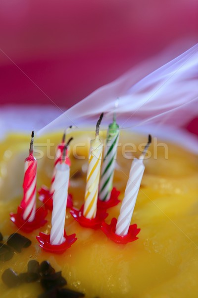 Blowed birthday cake candles with smoke Stock photo © lunamarina