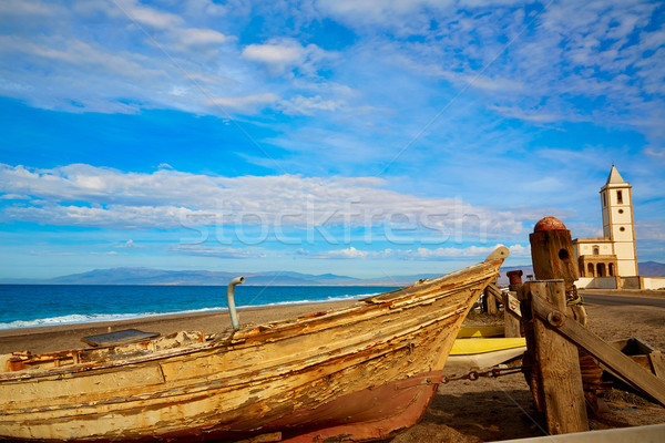 Cabo de Gata in San Miguel Beach Salinas church Stock photo © lunamarina