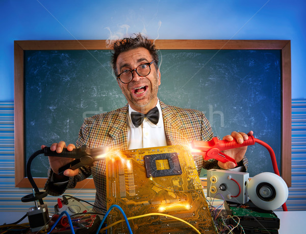 Nerd electronics technician short circuit lightning Stock photo © lunamarina