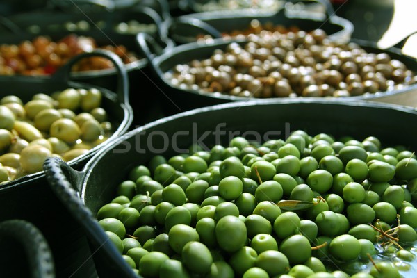 Aceitunas textura patrón mercado fondo verde Foto stock © lunamarina