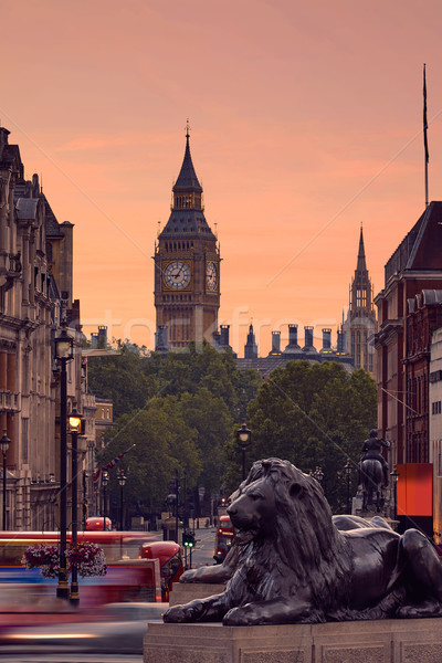 Londres praça leão Big Ben torre estrada Foto stock © lunamarina