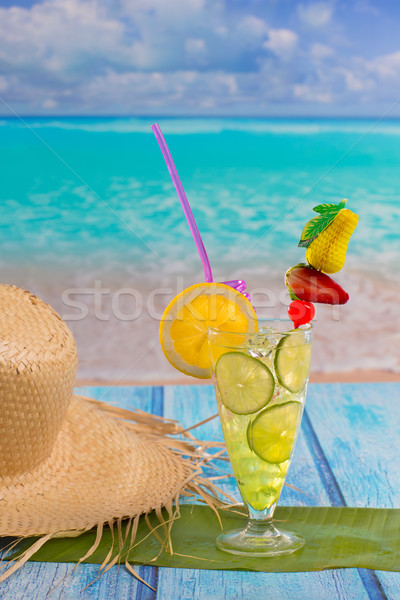 Foto stock: Limão · cal · coquetel · mojito · praia · tropical · tropical