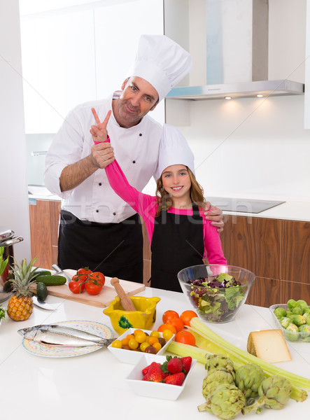 Junior chef beautiful girl and master teacher award winner  Stock photo © lunamarina