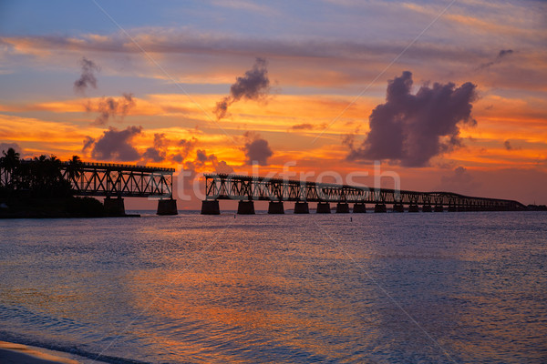 Florida Keys old bridge sunset at Bahia Honda Stock photo © lunamarina