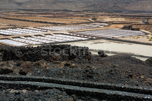 Stock photo: Lanzarote saltworks salinas de Janubio