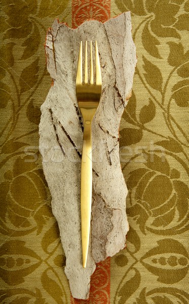 Dorado tenedor indio mantel resumen casa Foto stock © lunamarina