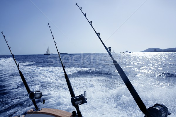 Boat trolling fishing on Mediterranean Stock photo © lunamarina