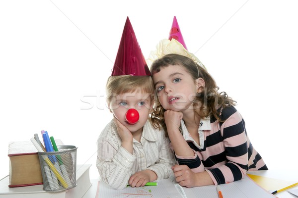 Party student two little school girls Stock photo © lunamarina
