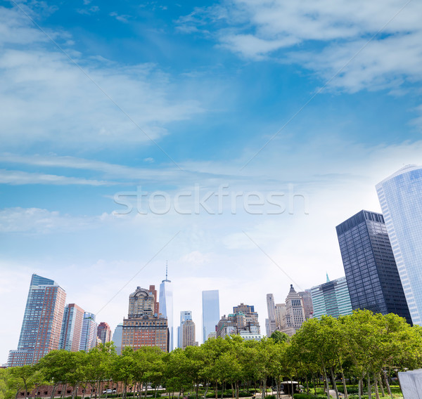 Lower Manhattan New York skyline Battery Park Stock photo © lunamarina