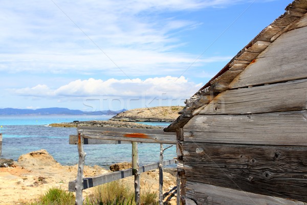 Formentera wooden boat traditional houses Stock photo © lunamarina