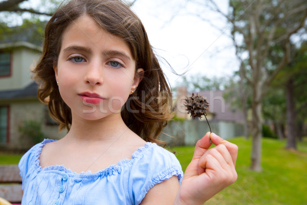 girl portrait with sweetgum spiked fruit on park Stock photo © lunamarina