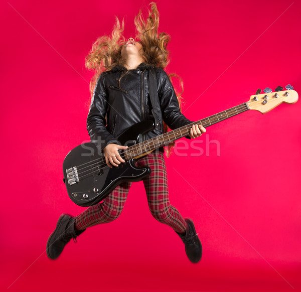 [[stock_photo]]: Blond · Rock · rouler · fille · basse · guitare