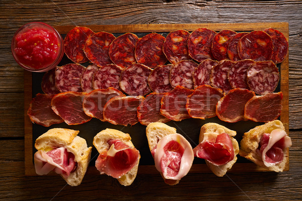 Iberian sausages ham board Tapas from spain Stock photo © lunamarina