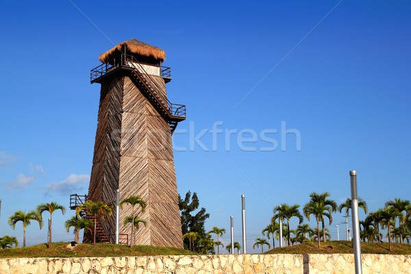 Stok fotoğraf: Cancun · eski · havaalanı · kontrol · kule · ahşap