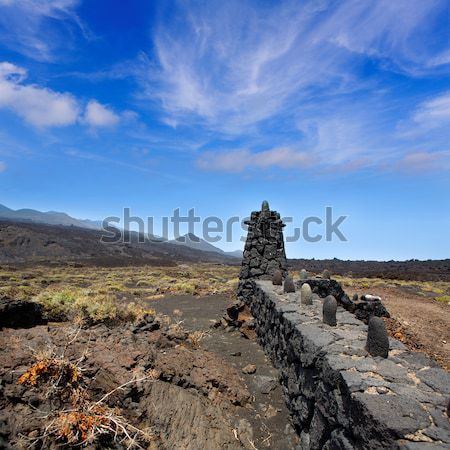 ラ 溶岩 石 フェンス 列 ストックフォト © lunamarina