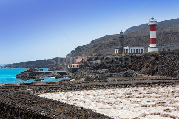 Stock photo: La Palma Fuencaliente lighthouse in saltworks
