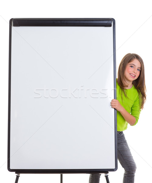 child happy girl with blank flip chart white copy space Stock photo © lunamarina