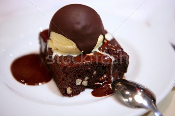 Delicious chocolate brownie and ice cream Stock photo © lunamarina