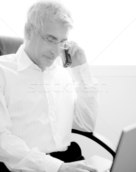 Zakenman werken laptop senior grijs haar laptop computer Stockfoto © lunamarina