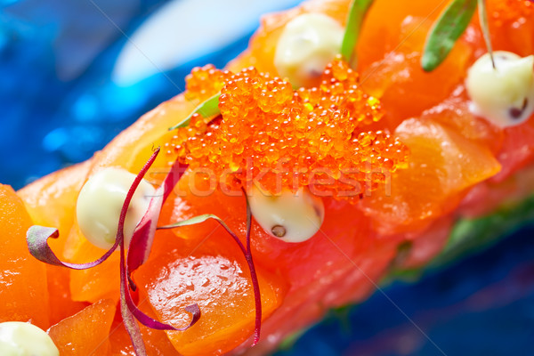 Salmon and avocado Tartare with soya Stock photo © lunamarina