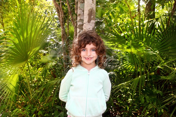 Little tourist girl posing in Mayan Riviera Jungle Stock photo © lunamarina