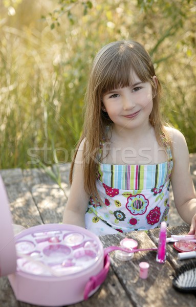 Stockfoto: Mooie · jong · meisje · make-up · ingesteld · buitenshuis · portret