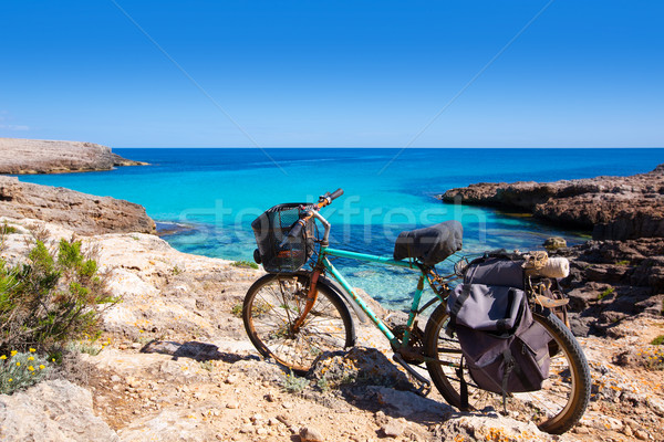 Foto stock: Praia · grunge · bicicleta · verão · oceano