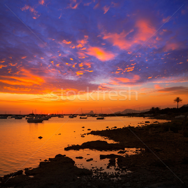 Formentera sunset in Estany des Peix with Ibiza Es vedra Stock photo © lunamarina