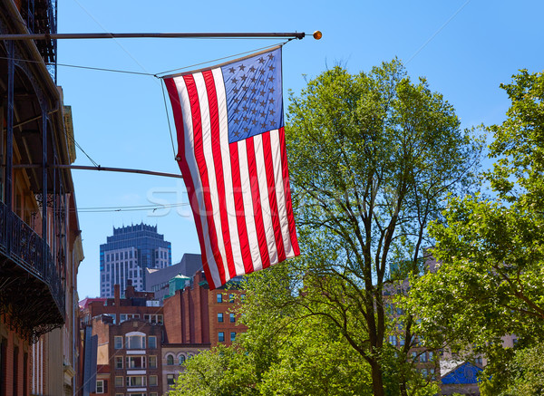 Bandera de Estados Unidos Boston centro de la ciudad Massachusetts EUA cielo Foto stock © lunamarina