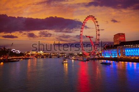 Stock photo: London sunset skyline Bigben and Thames