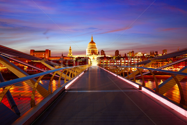 Stock photo: London Millennium bridge skyline UK