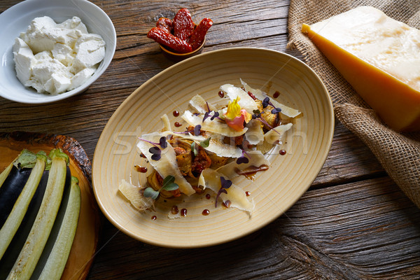 Stock photo: Aubergine and cheese recipe italian food