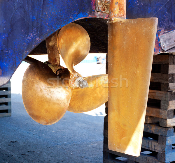 brass boat propeller and steering Stock photo © lunamarina