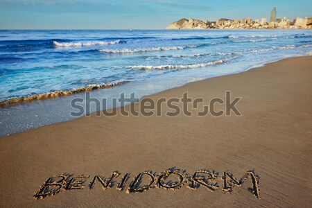 Kanári-szigetek barna homok tengerpart türkiz víz Stock fotó © lunamarina