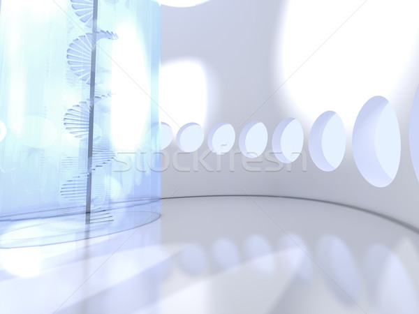 Futuristic round indoor with glass spiral staircase Stock photo © lunamarina