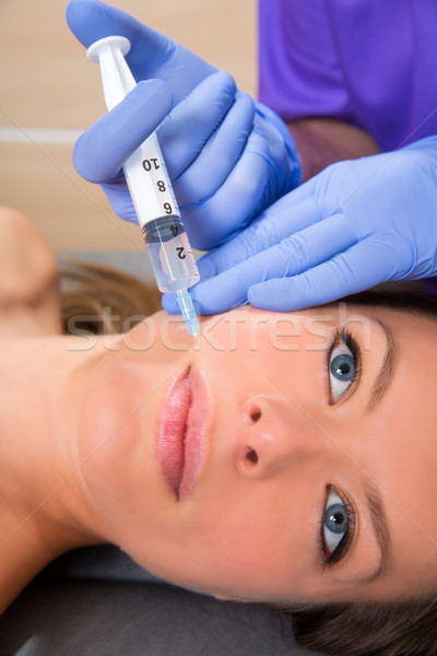 öregedés injekciós tű női arc közelkép nő arc Stock fotó © lunamarina