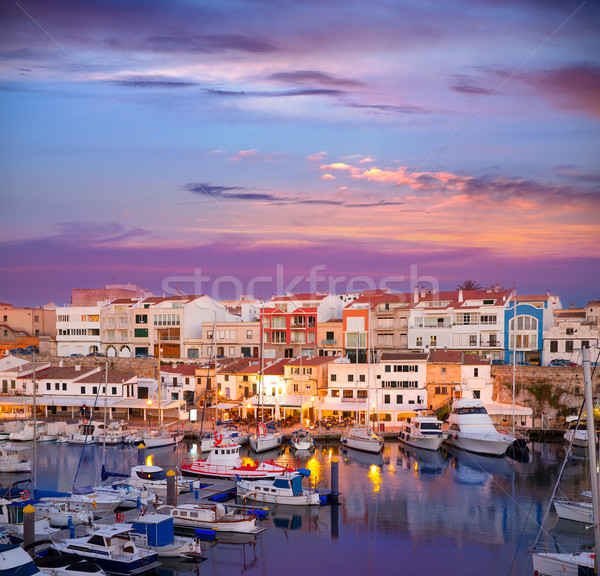 Ciutadella Menorca marina Port sunset with boats Stock photo © lunamarina