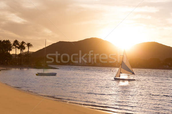 Alcudia Majorca at sunset on the beach Mallorca Stock photo © lunamarina