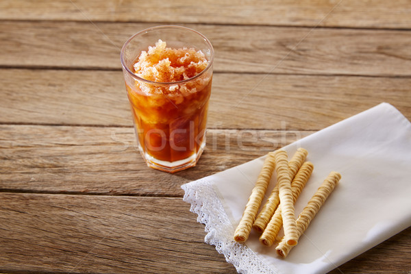 Coffee smoothie with wafers on vintage  wood table Stock photo © lunamarina