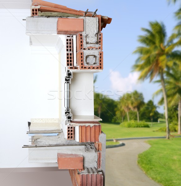 Fasada ściany przekrój real cegły bloków Zdjęcia stock © lunamarina
