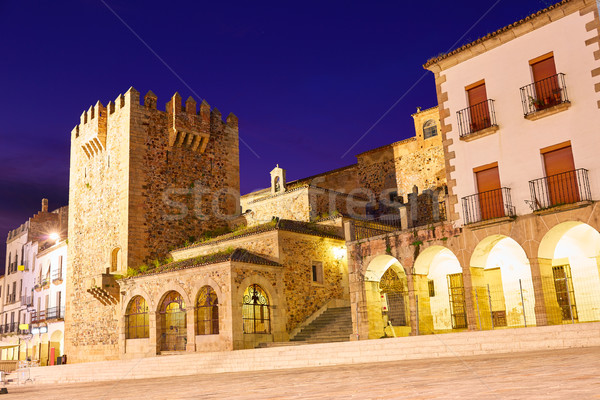 Caceres Plaza Mayor Extremadura of Spain Stock photo © lunamarina