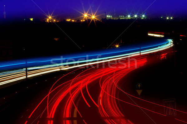 car light trails in red and white on night road Stock photo © lunamarina