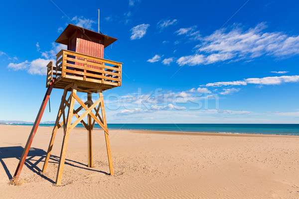 Strand Valencia Spanje badmeester huis middellandse zee Stockfoto © lunamarina