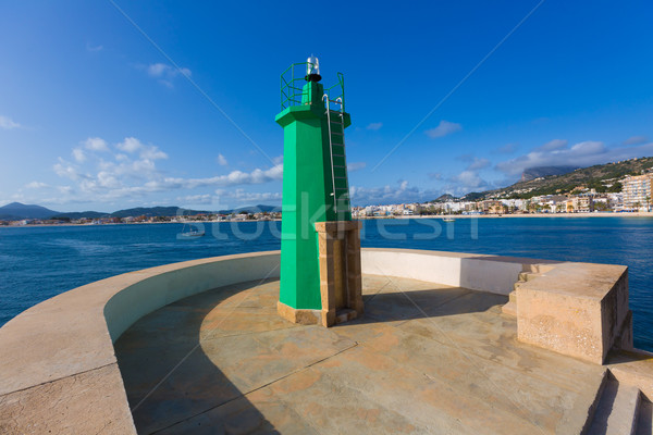 Zdjęcia stock: Zielone · latarni · oświetlać · Hiszpania · portu · morze · Śródziemne