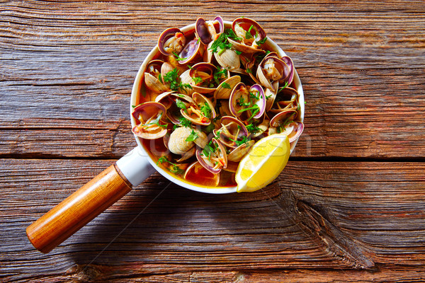 Clams tapa in ceramic pan tapas from Spain Stock photo © lunamarina
