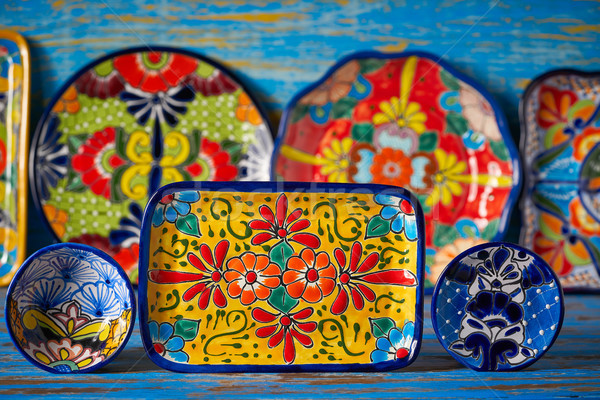 Mexicaanse aardewerk stijl Mexico dienblad hand Stockfoto © lunamarina