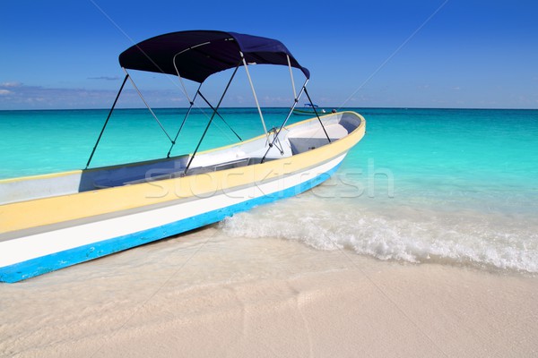 Stockfoto: Boot · tropisch · strand · caribbean · turkoois · zee · water