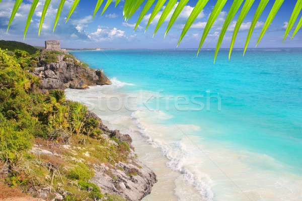 ancient Mayan ruins Tulum Caribbean turquoise Stock photo © lunamarina