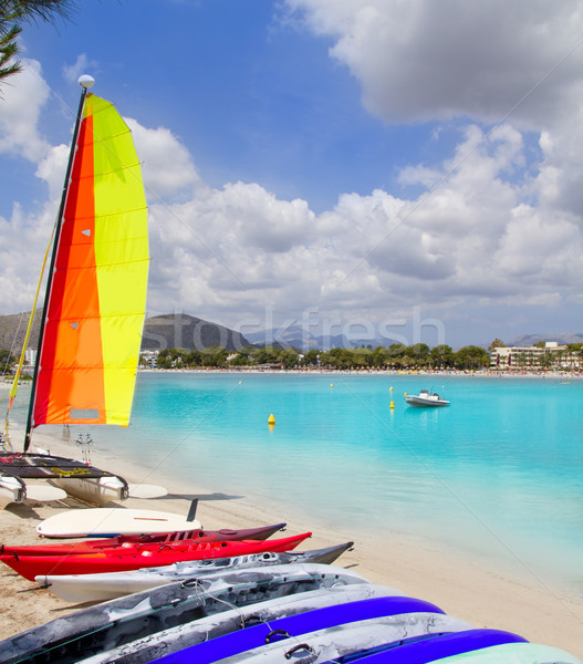Beach of Puerto de Alcudia in Mallorca  with hobie cat Stock photo © lunamarina